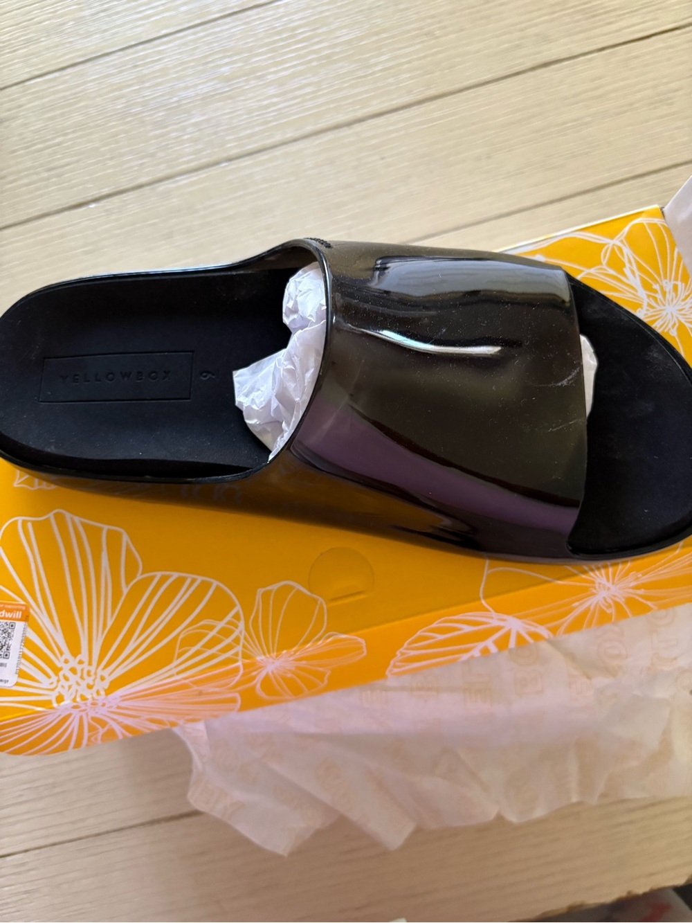 Yellow Box Black Patent Slide